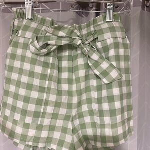 Forever 21 Mint Green Plaid High Waist Shorts